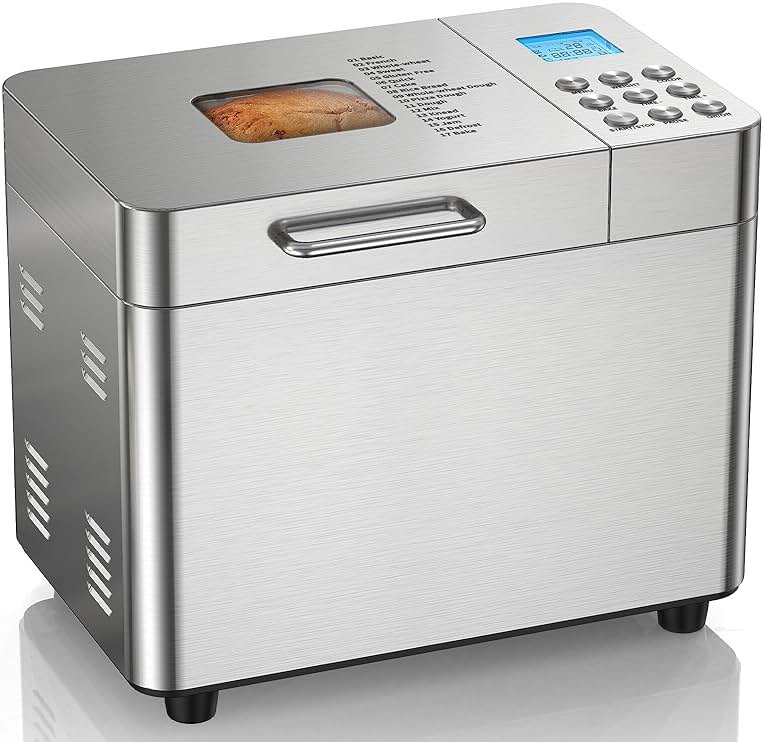 2LB Bread Maker Machine, OSIPOTO 17 in 1 Automatic Stainless Steel Bread Machine, Non-stick, Beginner-Friendly Controls, 15 Hour Timer, Easy to Clean Low Noise, High Success Rate for Homemade Bread - Product Image