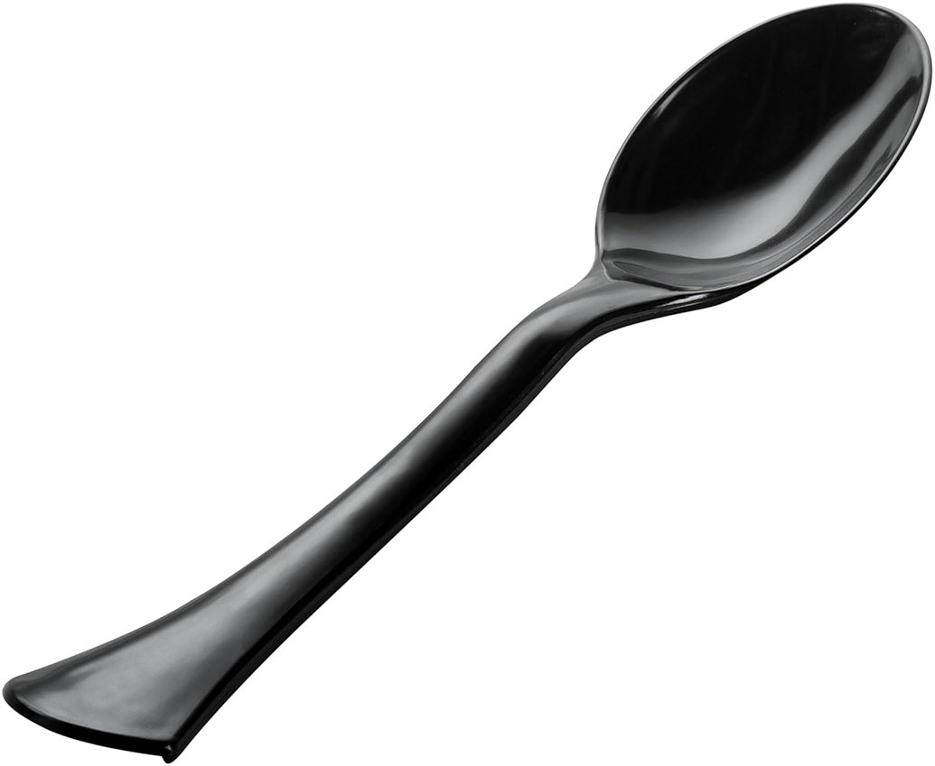 Restaurantware-Cater Tek 9.8 Inch Catering Spoons, 10 Disposable Serving Utensils - Comfortable Handle, Serve Hot And Cold Food, Black Plastic Serving Spoons, For Parties, Buffets, Catering Events - Product Image