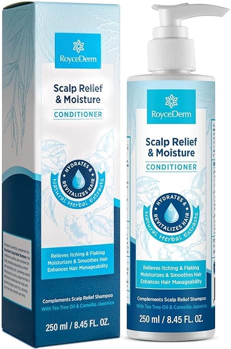 Roycederm Scalp Relief & Moisture Conditioner: Hydrating & Nourishing Formula with Jojoba Oil, Aloe Vera & Camellia Oil, Soothes Dry, Itchy Scalp - Product Image