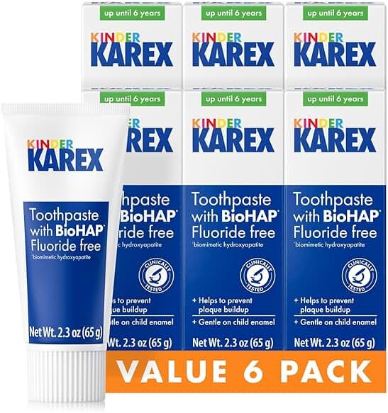 Kinder Karex Hydroxyapatite Kids Toddler Toothpaste 2.3 Ounce (Pack of 6), Fluoride Free - Product Image