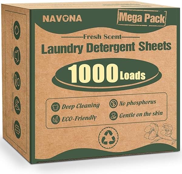 1000 Loads Mega Pack Laundry Detergent Sheets, Eco-friendly Laundry Sheets, Powerful Cleaning, Suitable for Homes, Dorms, and Apartments - [Fresh Scent] - Product Image