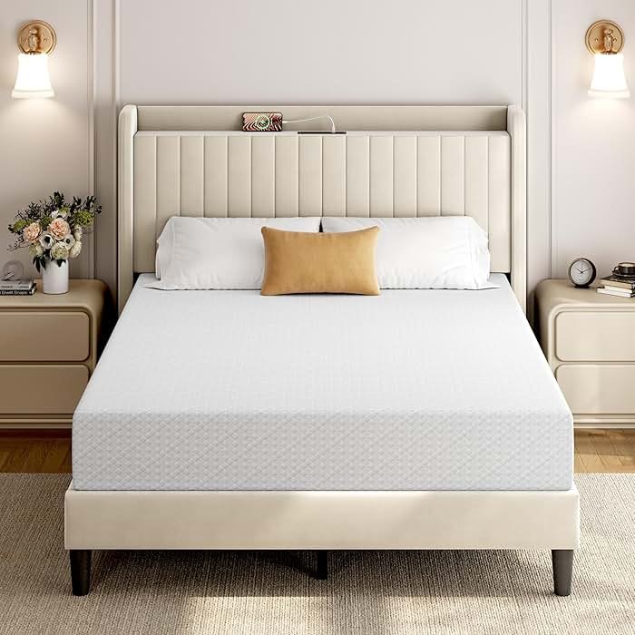 Yaheetech 10 Inch Queen Mattress, Fiberglass Free, 3 Foam Layer Cooling Gel Memory Foam Mattresses, Green Tea for Fresher Sleep, Medium Firm, CertiPUR-US Certified, Mattress in a Box - Product Image