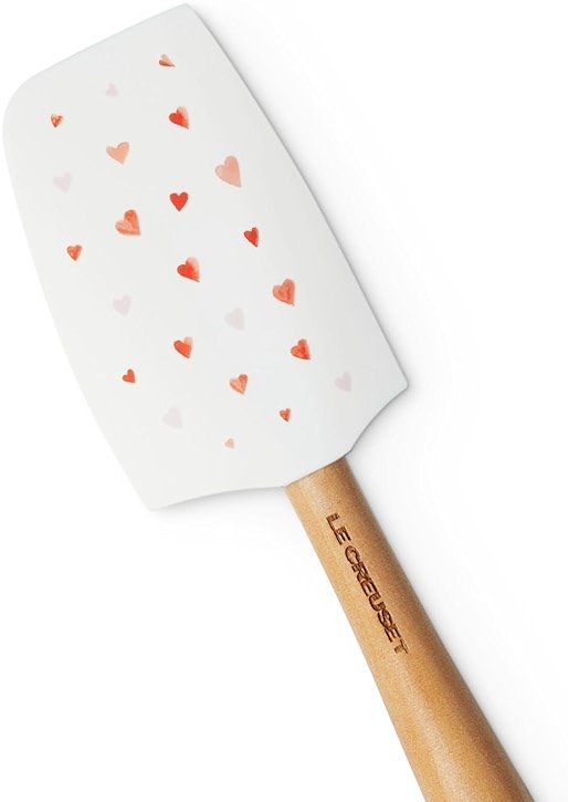 Le Creuset Mon Coeur Collection Silicone Craft Medium Spatula, White with Hearts - Product Image