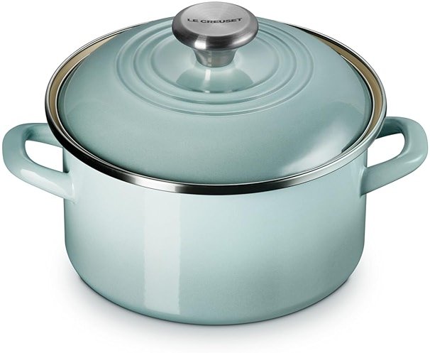 Le Creuset Enamel on Steel Traditional Petite Stockpot, 3.8qt., Sea Salt - Product Image