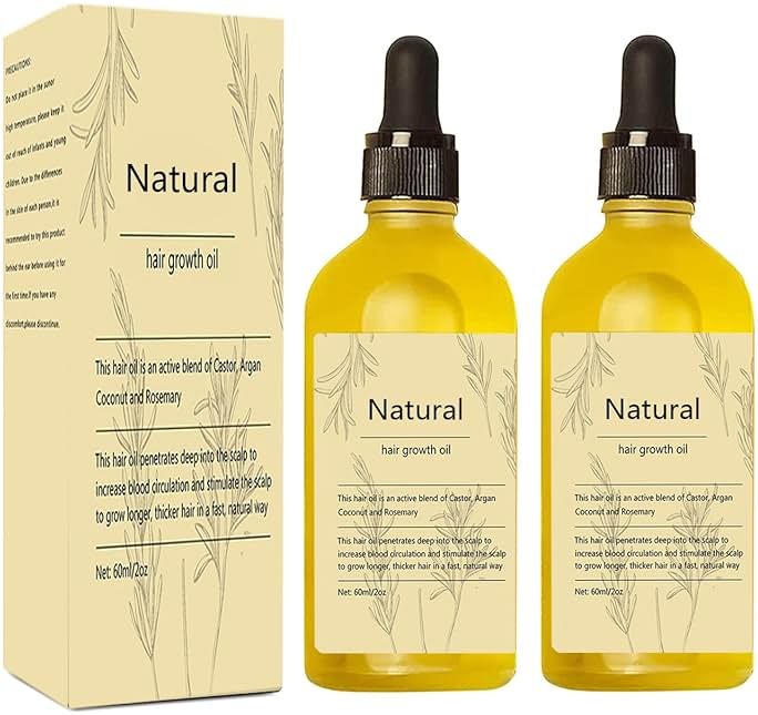 Vegan Natural Hair Growth Oil, 2 PCS Rosemary Oil for Hair Growth Organic, Hair for Dry Damaged Hair and Growth - Product Image