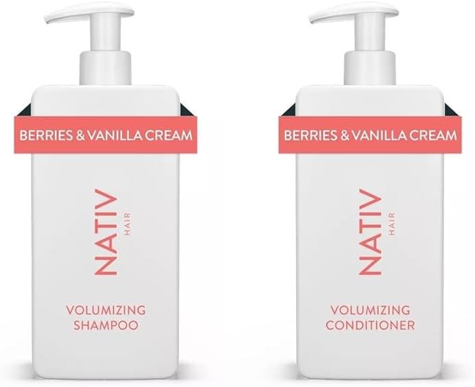 New Limited Edition Collection Shampoo and Conditioner Set By Nativee - 16.5 FL OZ each, (2) bottels (1) Shampoo and (1) Conditioner (Berries & Vanilla Cream) - Product Image