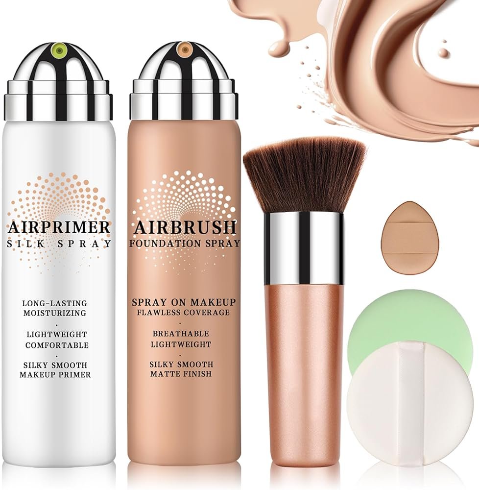 LZXLUKGIR Airbrush Foundation Makeup with Primer,Breathable Blendable Foundation Full Coverage with Anti-aging Ingredients for Smooth Radiant Skin (01 Natural) - Product Image