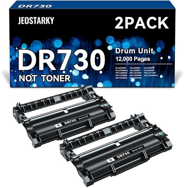 Compatible DR730 Drum Unit Brother (NOT Toner) for MFC-L2750DW HL-L2370DW MFC-L2710DW HL-L2350DW DCP-L2550DW(2 Black) - Product Image