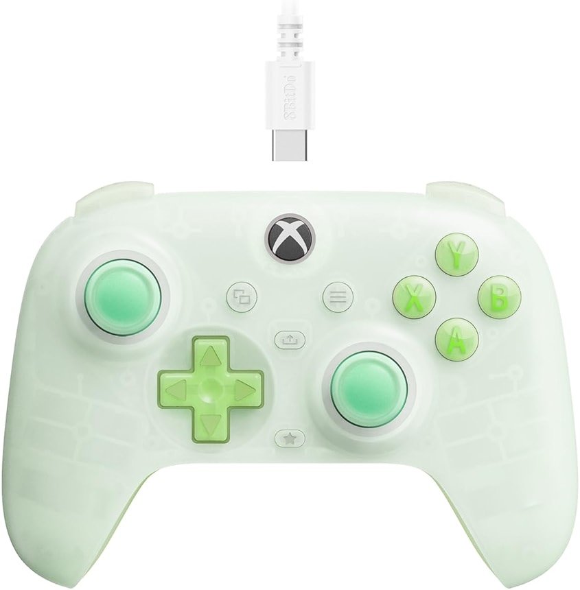 8BitDo Ultimate Mini Wired Controller for Xbox with RGB Lighting Fire Ring, Hall Effect Joysticks and Triggers, for Xbox Series X|S, Xbox One, Windows 10/11 - Officially Licensed (Translucent Green) - Product Image