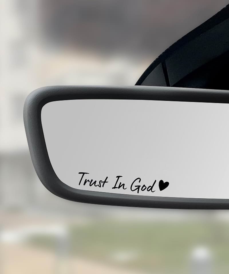 SCUARI 4PCS Car Stickers,Cars Decals,Car Accessories Trust in God Rearview Mirror Sticker,Auto Stickers and Decals,Auto Decals for Women,Trust in God Mirror Decoration,Fits Most Vehicles (Black) - Product Image