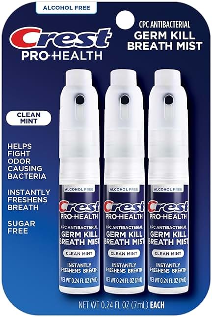 Crest Pro-Health | Portable Alcohol-Free CPC Mist with Clean Mint Flavor | Instant Fresh Breath - 3 Count (0.24oz/7ml) Breath Spray - Product Image