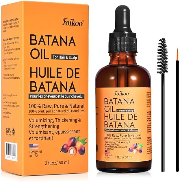 FOIKOO Batana Oil for Hair Growth Dr Sebi Organic, 100% Raw Pure & Natural Botana Oil from Honduras, Deeply Nourishing Scalp for Hair Thicker and Stronger (2 Fl Oz, Pure) - Product Image