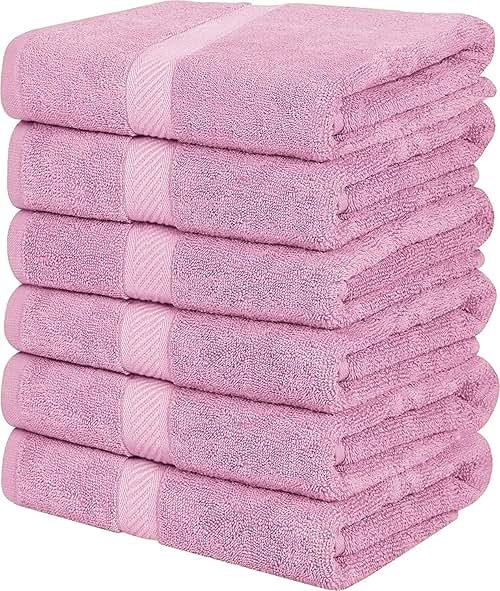 Simpli-Magic Cotton Set, Bath Towels, Pink, 24 x 46 Inches, 6 Count - Product Image