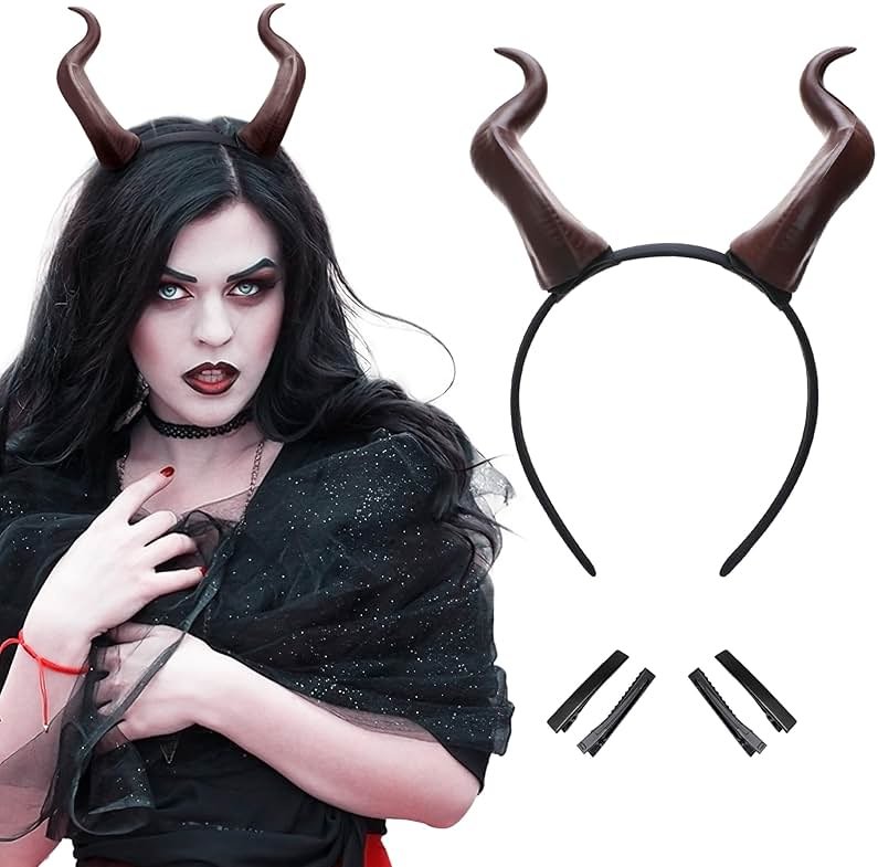 MOSTORY Devil Horns Headband for Adult - Demon Horns Headband for Halloween Cosplay Outfit Renaissance Photo Shoot Props - Product Image
