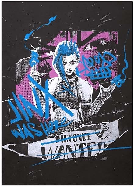 Displate Official Arcane Metal Poster Magnetic Mounting Included Licensed Artwork Modern Wall Decor Jinx was Here Poster 12.6x17.7 in - Product Image