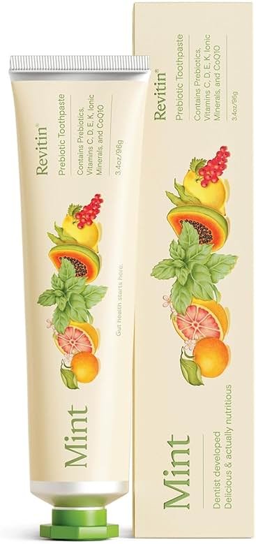 Revitin Toothpaste | Fluoride-Free Prebiotic Mint Tooth Gel | No SLS, Gluten Free, Dye Free, GMO Free, No Sweeteners | Non-Toxic, Kid Approved - Product Image