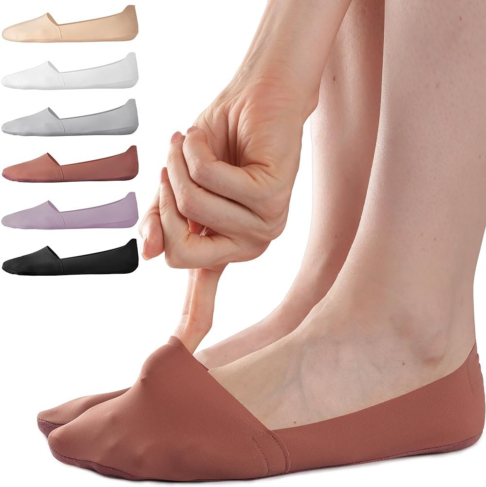 Sofier No Show Socks Womens, Non Slip Low Cut 6 Pairs Thin Silky Dress Footies Liner Invisible Socks Flats Loafers Sneakers - Product Image