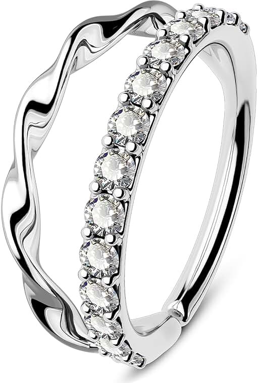 OUFER Nose Rings Silver, 20G Double Hoop 8MM Nose Rings, Seamless Stainless Steel Rook Daith Piercing Jewelry for Women & Men - Product Image