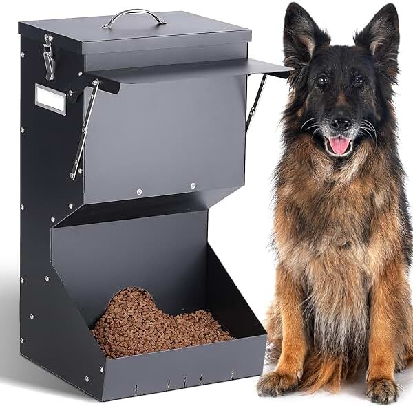 PKNYBZH Automatic Dog Feeder for Large Breed Outdoor, 25lbs Galvanized Gravity Dog Food Dispenser and Pet Feeder for Large Dogs, Cats, Chicken, Ducks, Deer - Product Image