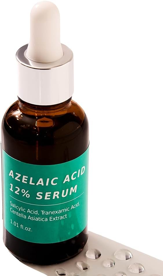 Azelaic Topical Acid 12% Serum for Face – Dark Spot Remover with Tranexamic Acid, Salicylic Acid, Niacinamide & Centella Asiatica – Acne, Hyperpigmentation & Rosacea Treatment 1 Oz Korean Skincare - Product Image