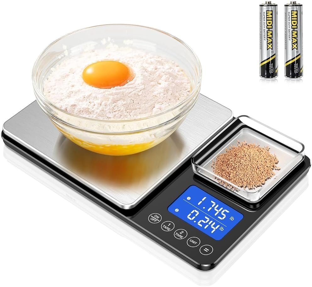 KUAIVO 0.001oz/33lbs Dual Platform Food Kitchen Scales Digital Weight Grams and Ounces, Two Precisions Kitchen Scale for Sourdough Bread, Baking and Cooking with 7 Units Tare, Accumulation Functions - Product Image