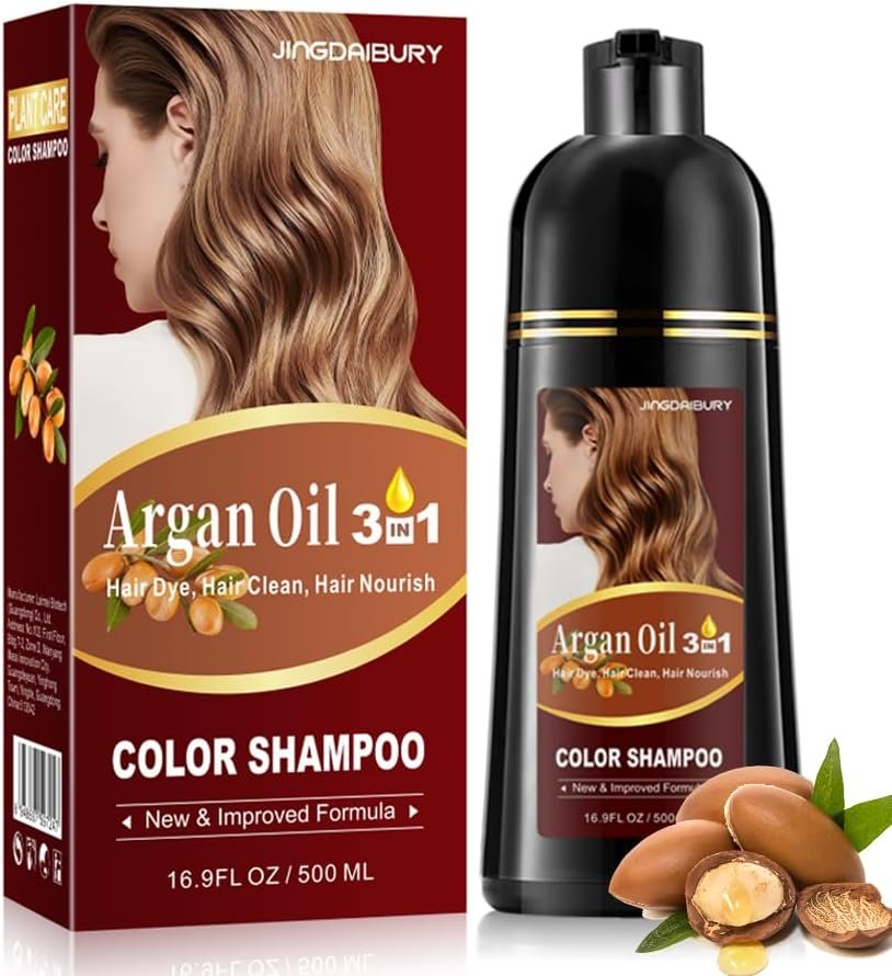 Msktasy Purple Hair Dye Shampoo, 3 in 1 Argan Oil Hair Color Shampoo for Women Men, Long-Lasting & Natural-Looking vibrant Color, Easy to Use, Champu Para Canas, Para el Cabello, 500 Ml - Product Image
