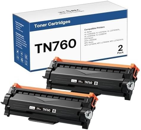 TN760 Toner Cartridges Replacement for Brother Toner TN-730/TN-760 Compatible HL-L2350DW MFC-L2710DW MFC-L2750DW HL-L2395DW HL-L2370DW DCP-L2550DW HL-L2390DW (Black, 2 Pack) - Product Image