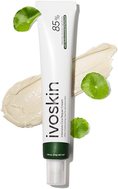 IVOSKIN Cica Redness Relief Treatment Cream, Soothing & Hydrating Green Correcting Moisturizer with Madecassoside, Helps Repair Skin Barrier for Sensitive Skin, Vegan, Korean Skincare (1.76oz / 50g) - Product Image