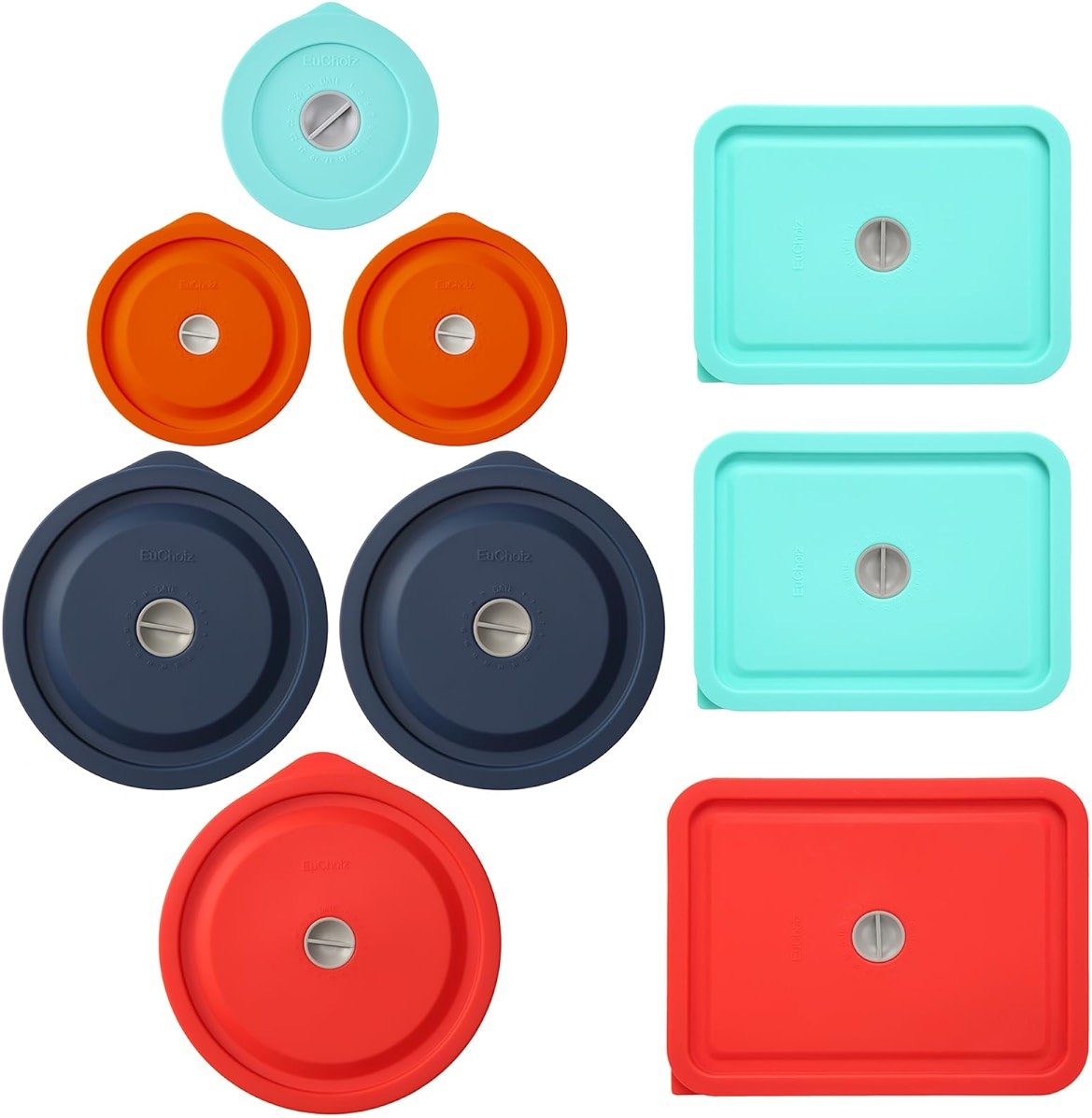 Replacement Lids for Pyrex 7202-PC 1Cup, 7200-PC 2Cup, 7201-PC 4Cup, 7402-PC 6/7Cup, 7210-PC 3Cup and 7211-PC 6Cup Rectangle, Silicone Cover for Glass Bowl 9 Pack - Product Image