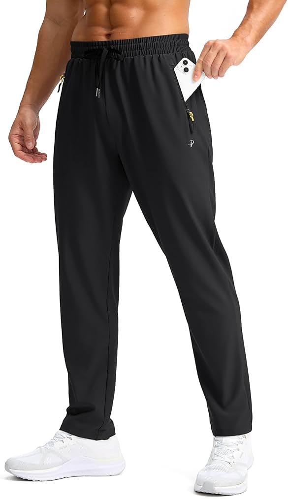 Pudolla Men's Lightweight Hiking Pants Quick Dry Outdoor Sweatpants with Zipper Pockets for Athletic Workout Casual Travel - Product Image