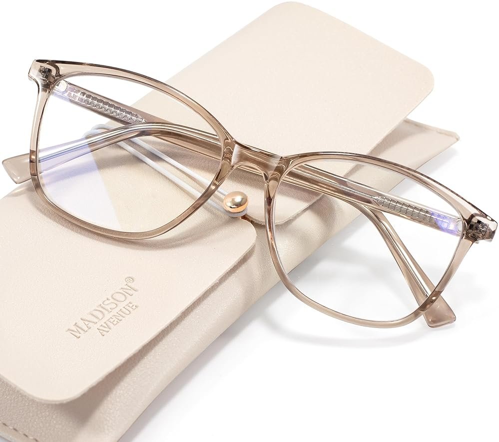 Madison Avenue Square Vintage TR90 Blue Light Blocking Reading Glasses for Women, Anti Eyestrain/Glare Computer Readers - Product Image