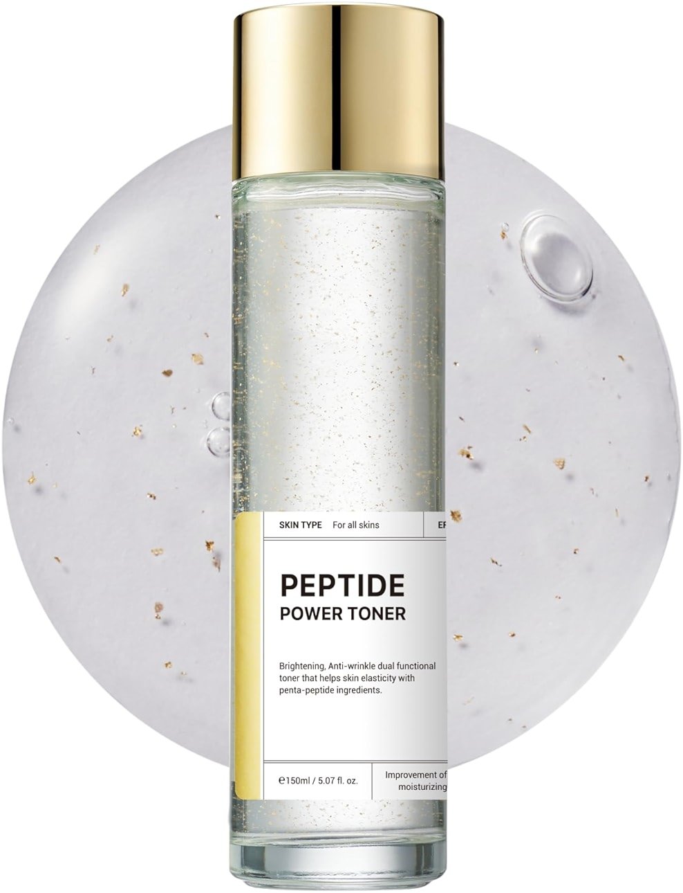 BOM Cosmetics Peptide Power Toner 5.07 Fl Oz, Hydrating Serum-Like Toner with Penta-Peptides and 99% Pure Gold for Skin Collagen Boost, Smoothness, and Long-Lasting Moisture, Korean Skincare - Product Image