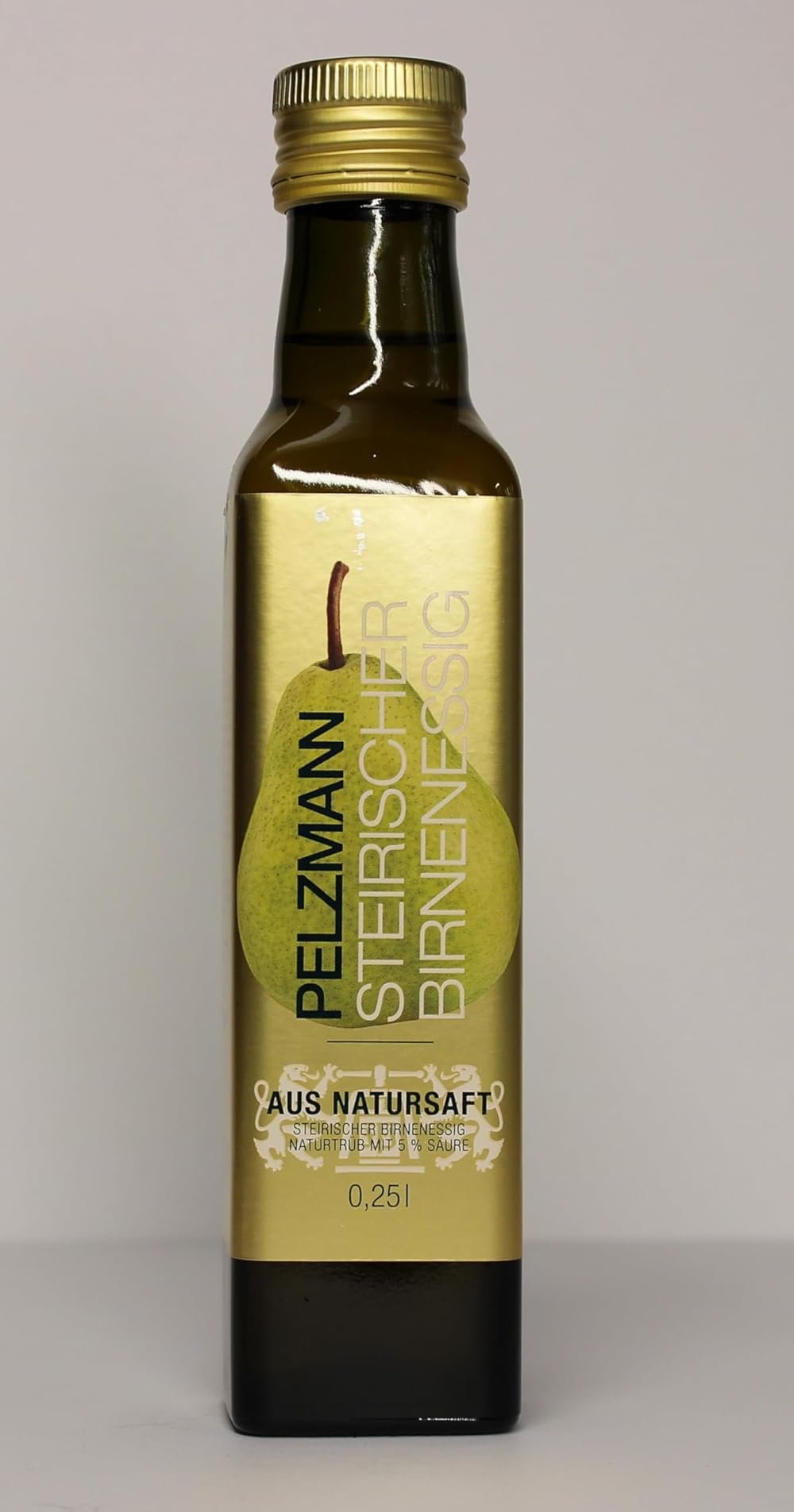 Pelzmann Pear Vinegar (Naturally) Clouded, 250ml (8.5 fl oz) Bottle, 100% Pure, Made from Natural Juices, Product of Austria - Product Image