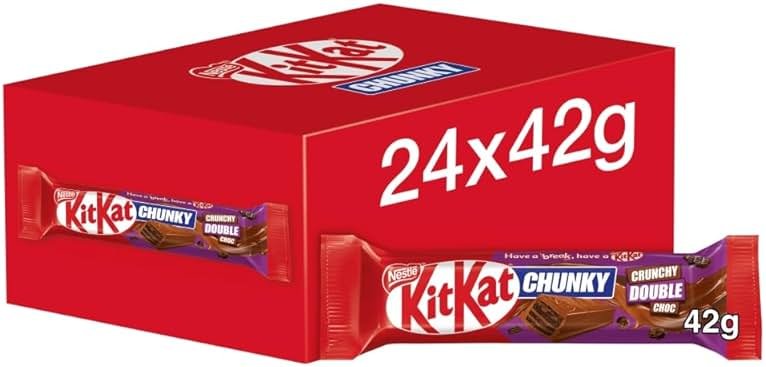 Kit Kat Chunky Crunchy Double Chocolate Bars - Pack of 24 x 42g Bars - Rich Milk Chocolate with Crispy Wafer, 35.6 Ounces Total - Product Image