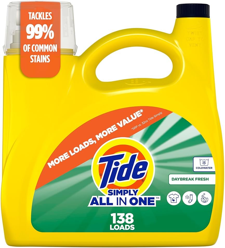 Tide Simply All-In-One Liquid Laundry Detergent, Daybreak Fresh Scent, 138 Loads, 182 fl oz - Product Image