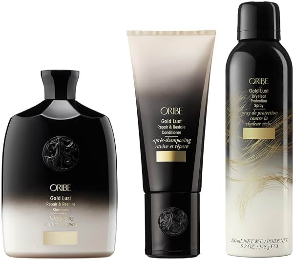 ORIBE Gold Lust Shampoo, Conditioner & Dry Heat Protection Spray Set - Product Image