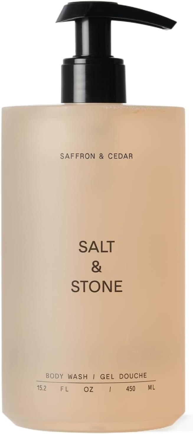 Salt & Stone Body Wash with Antioxidants for Deep Moisture | For Women & Men, Sulfate, Paraben, & Dye Free, Leaving Skin Soft and Hydrated | Saffron & Cedar 15.2 fl oz - Product Image