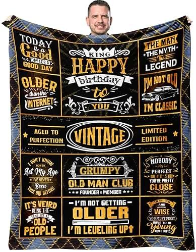 Fluxflix Birthday Gifts for Men/Dad/Him/Huband/Boyfriend, Men Gifts for Birthday, Men's Birthday Gift Ideas, Happy Birthday Gifts for Male Throw Blanket 60"X50" - Product Image
