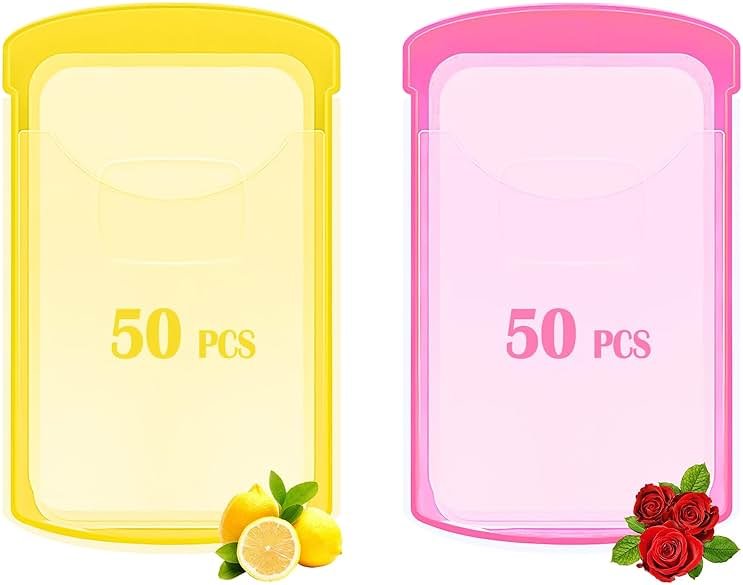2 Boxs (100 Sheets) Hand Washing Soap Sheets for Outdoor Travel,Portable Camping Hand Soap,Hiking Washing Hand Bath Paper Soap for Travel,BBQ,Party,School,Girls(Yellow&Pink) - Product Image
