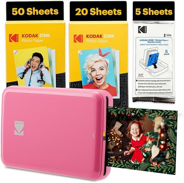 Kodak Step Instant Smartphone Photo Printer - 75 Sheets Bundle - Portable Mini Color Wireless Mobile Printer - Zink 2x3” Sticky-Back Photos - Bluetooth Compatible with Smart Devices - Fun App -Pink - Product Image