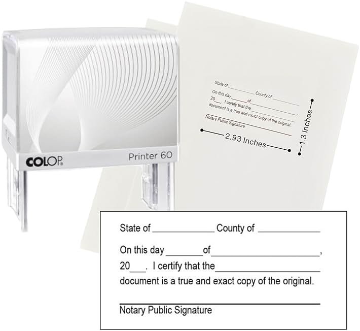 Handy Stamps Notary Certified True Copy Stamp - Professional Self-Inking Stamp for Certifying Document Copies with Crisp Impressions, Size 1 3/8" x 2 15/16", Durable and Easy to Use - Product Image