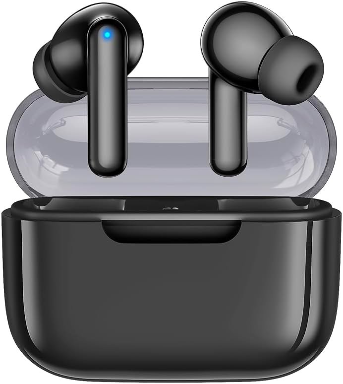 kurdene Wireless Earbuds, Bluetooth 5.3 in Ear Buds Light Weight Headphones with Deep Bass Sound,48 Hours Playtime Headset,Clear Calls Earphones with Mics for Sports Workout Black - Product Image