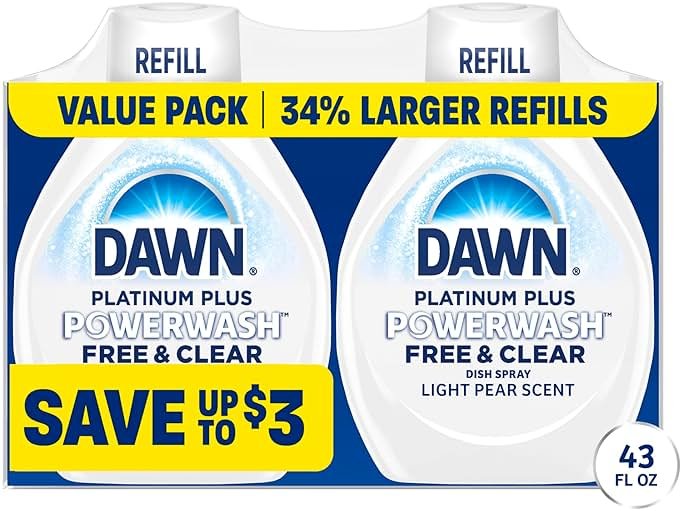 Dawn Powerwash Spray Refill, Dish Soap, Dishwashing Liquid, Free & Clear, 2 Refills, 43 Fl Oz - Product Image