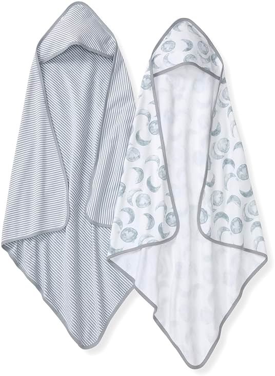 Burt's Bees Baby Infant Hooded Towels, Organic Cotton, Unisex Bath Essentials, Nursery Towel with Hood Set, 29 x 29 in, 2-Pack - Product Image