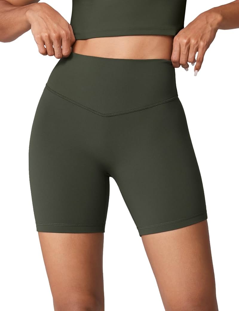 UNISSU Hugcurve No Front Seam High Waisted Workout Biker Shorts for Women 6 Inches Tummy Control Buttery Soft Yoga Pants Gym - Product Image