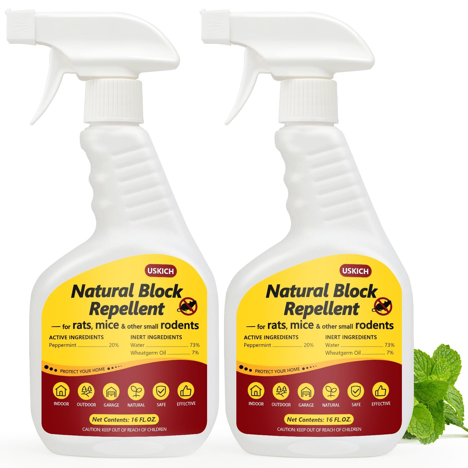 Peppermint Oil Rodent Repellent Spray for Vehicles -2 Pack Rodent Repellent & Mouse Repellent Spray, Natural Mice Repellent for Car Engines, RVs, Trucks & Boats - Safe Indoor & Outdoor Use,16oz - Product Image