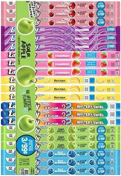Variety Pack Taffy Ropes - 3 Each of 7 Flavors, Individually Wrapped Candy, 0.81 oz Per Rope, 21 Pack for Snacking, Gifting, or Sharing, Chewy and Fun Treats for All Ages - Product Image