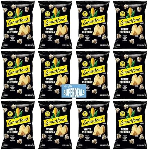 Smart food Popcorn, White Cheddar, 1 Ounce (Pack of 12) bundled by SUPERDEALS with Mystery Gift - Product Image