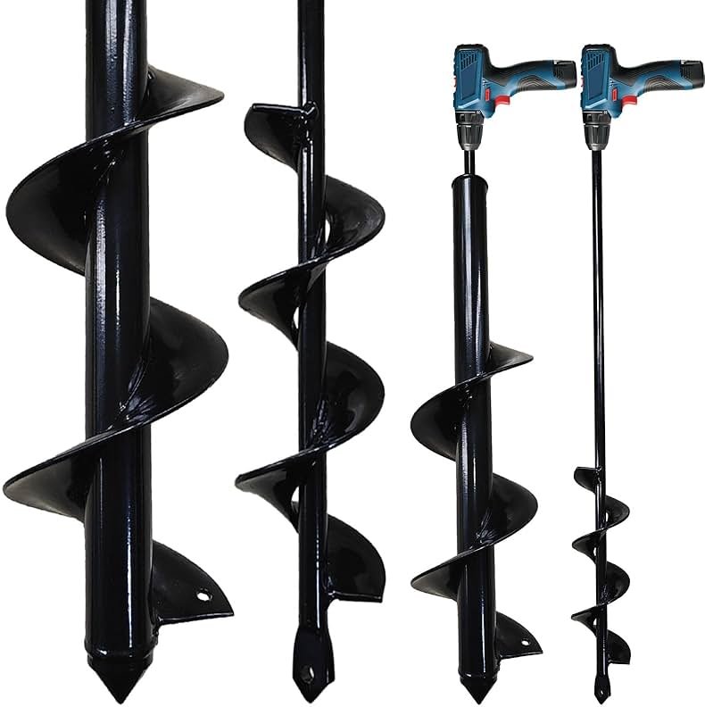 Asoleo 2 Count Garden Auger Drill Bits, 3.5" x 16" & 1.6" x 16.8" Garden Auger Hole Drill & Bulb Planting Tool, Fits 3/8" Hex Drill - Product Image