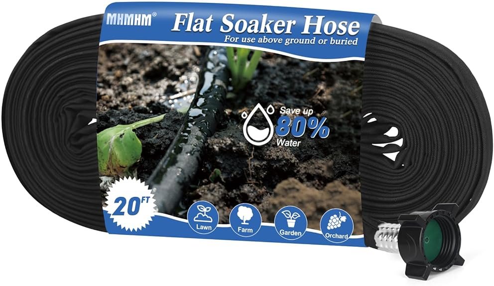 MHMHM Flat Soaker Hose 20FT Heavy Duty Double Layer Design - Save 80% Water for Garden, Lawn, and Flower Bed Drip Irrigation (20FT) - Product Image